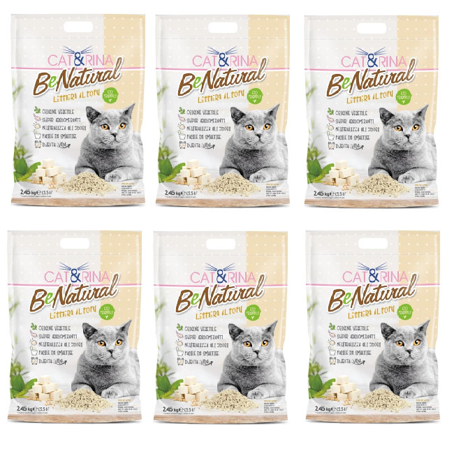 6x5,5L Cat&rina BeNatural - Lettiera da WC al Tofu 6x5,5L Cat&rina BeNatural - Lettiera da WC al Tofu